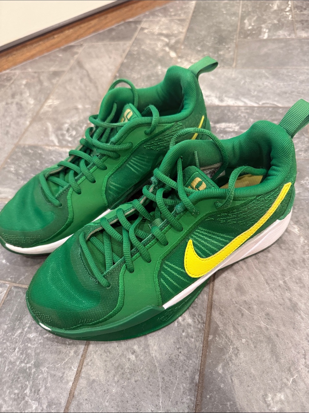 Nike Green Kids Sneakers with Yellow Swoosh